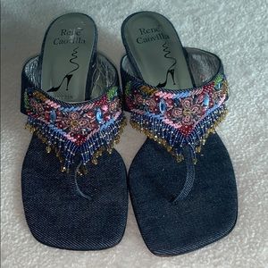 René Caovilla beaded kitten heels